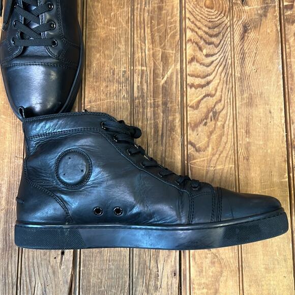 Christian Louboutin mens Louis high top black sneakers size 43 1/2 - Picture 5 of 16